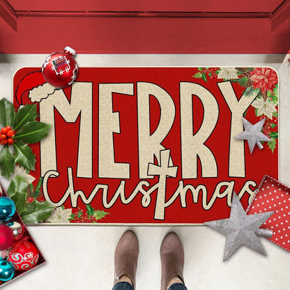 Country Striped Christmas Decorative Floor Mat